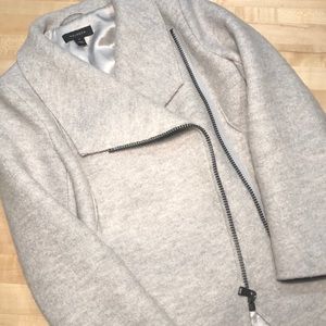 Halogen Asymmetrical Zip Boiled Wool Jacket